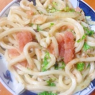 明太子と白菜とツナの焼きうどん